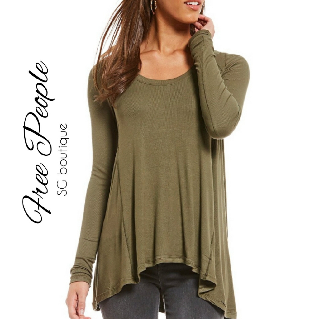 Free People Olive Green Moss Tunic Top